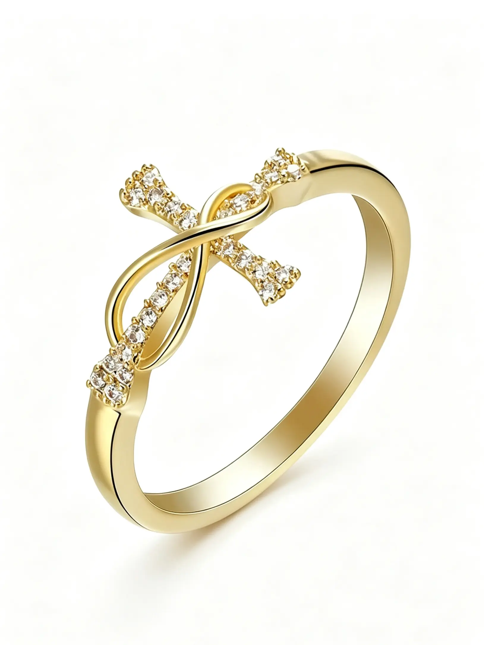 Women's Zircon Cross Ring, Fashion Jewelry for Weddings, Engagements, Anniversaries, Parties, Valentine's Day Gifts, Elegant and Durable
