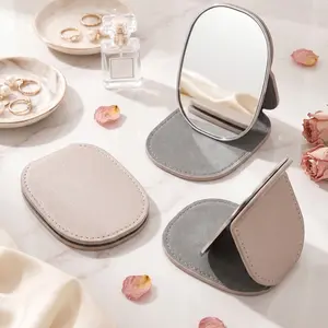 Elliptical Desktop Stainless Steel Makeup Mirror, Portable Compact Design, High Definition Lens, Unisex, Multiple Colors Available