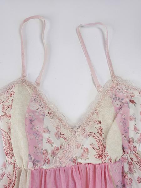 Women's Y2K Style Summer Top, Loose-Fit Lace Cami Vest, Vintage Print Design, Comfortable & Breathable Fabric, Perfect for Casual Wear