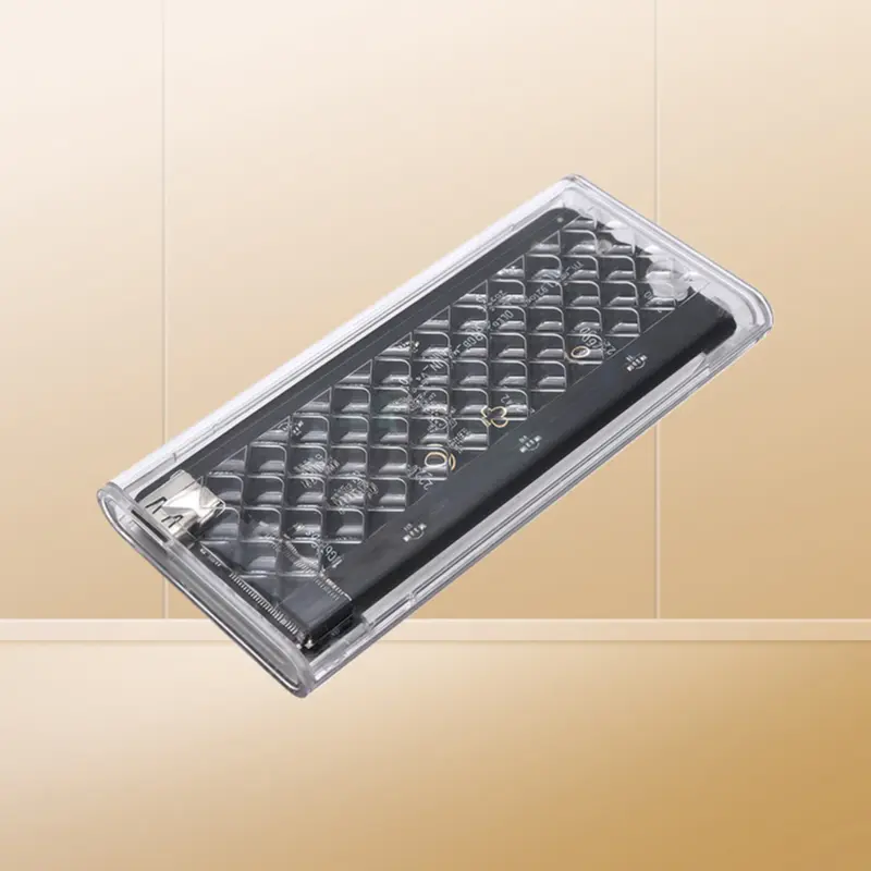 Transparent M.2 SSD Case with Built-in Cable Cool Lighting Universal NVMe External Hard Drive Enclosure