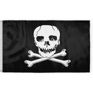 Jolly Roger Pirate Flag - Classic Black Banner with White Skull & Crossbones, 2*3ft & 3*5ft, for Halloween, Boat, Party & Outdoor Decor