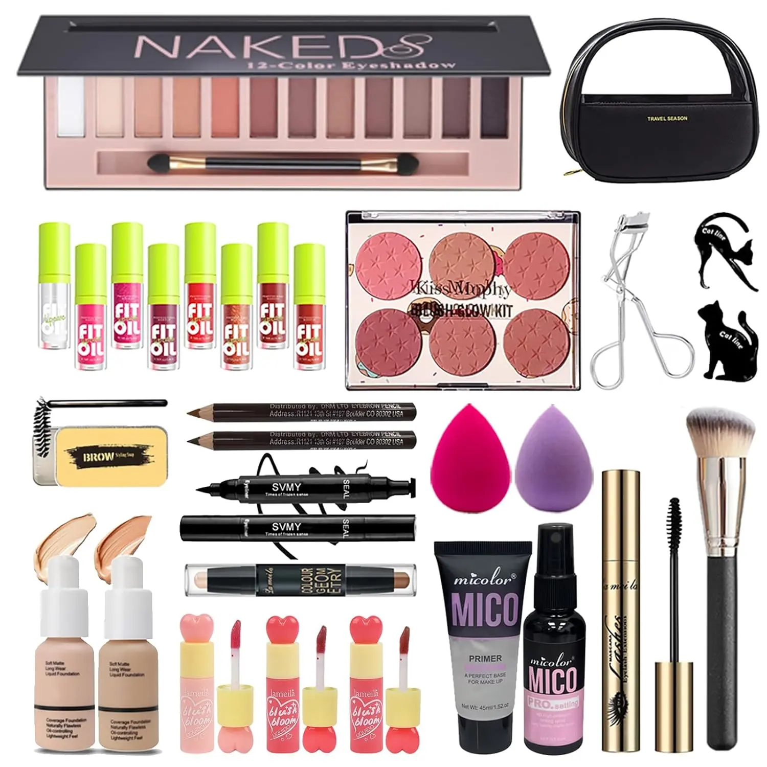 Women's 29-Piece Full Makeup Kit - Matte Shades, Smudge-Proof, Multi-Use for Beginners with Eyeshadow, Foundation, Lipsticks, Eyeliner, Mascara, Brow Soap - Natural Makeup Gift Set (A2-02N)