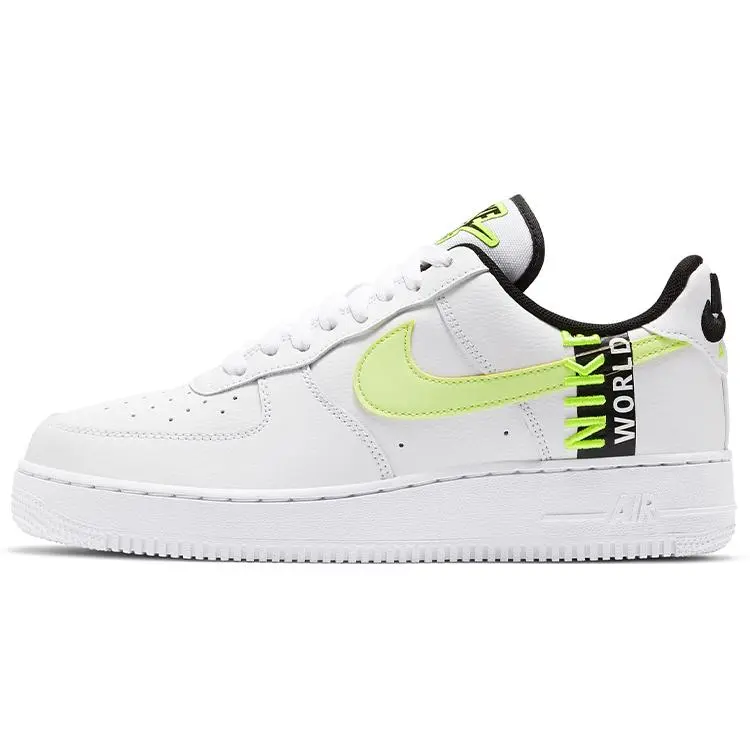 Nike Air Force 1 Low Top Sneakers for Men and Women – White with Neon Green Accents Verifiable, with credentials and supporting global authentication