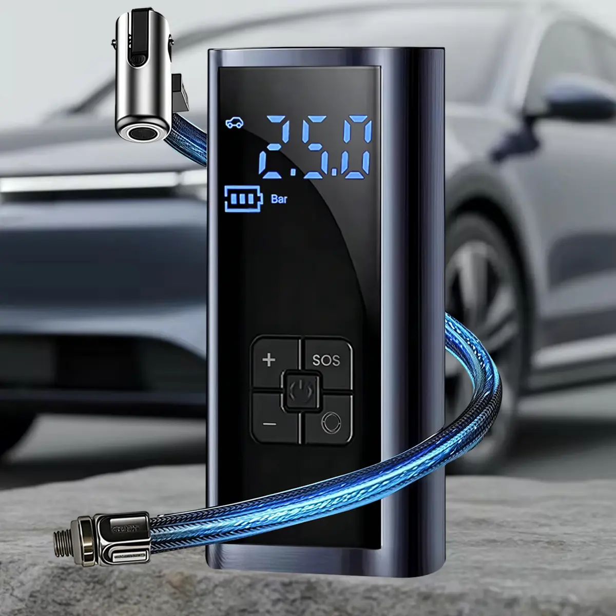 150 PSI Tire Inflator Portable Air Compressor, Dual Power Cordless & 12V DC,  Auto Shut-Off Digital Pressure Gauge, Emergency LED Flashlight, USB-C Fast Charging, Quick Inflation for Car Tires, Swimming ring, Motorcycles, Bicycles & Balls