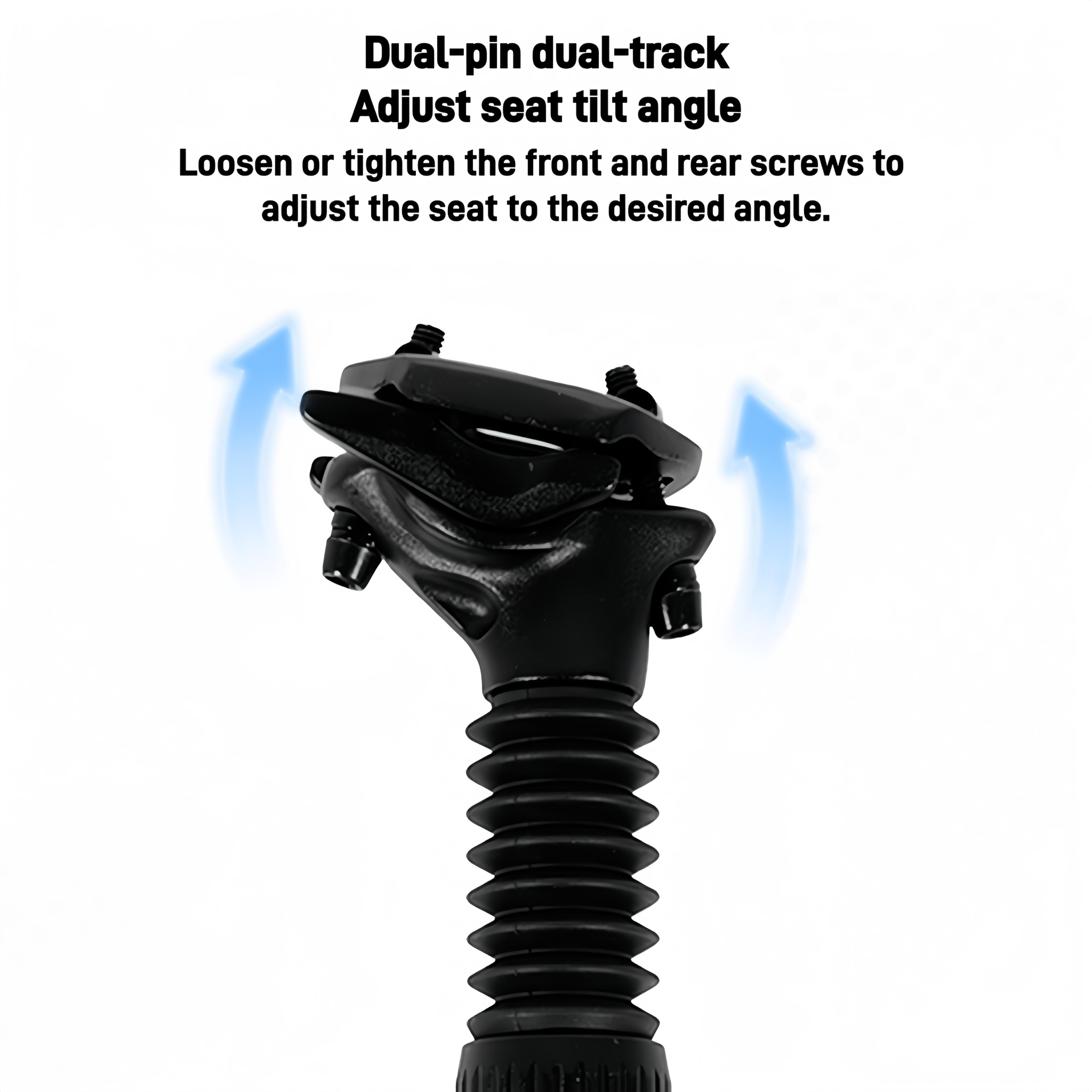 Mountain bike shock-absorbing seat tube, with spring shock absorption, the hardness and softness of the shock absorption can be adjusted, the shock absorption area is fully covered, adjustable angle, made of aluminum alloy, bicycle accessory.