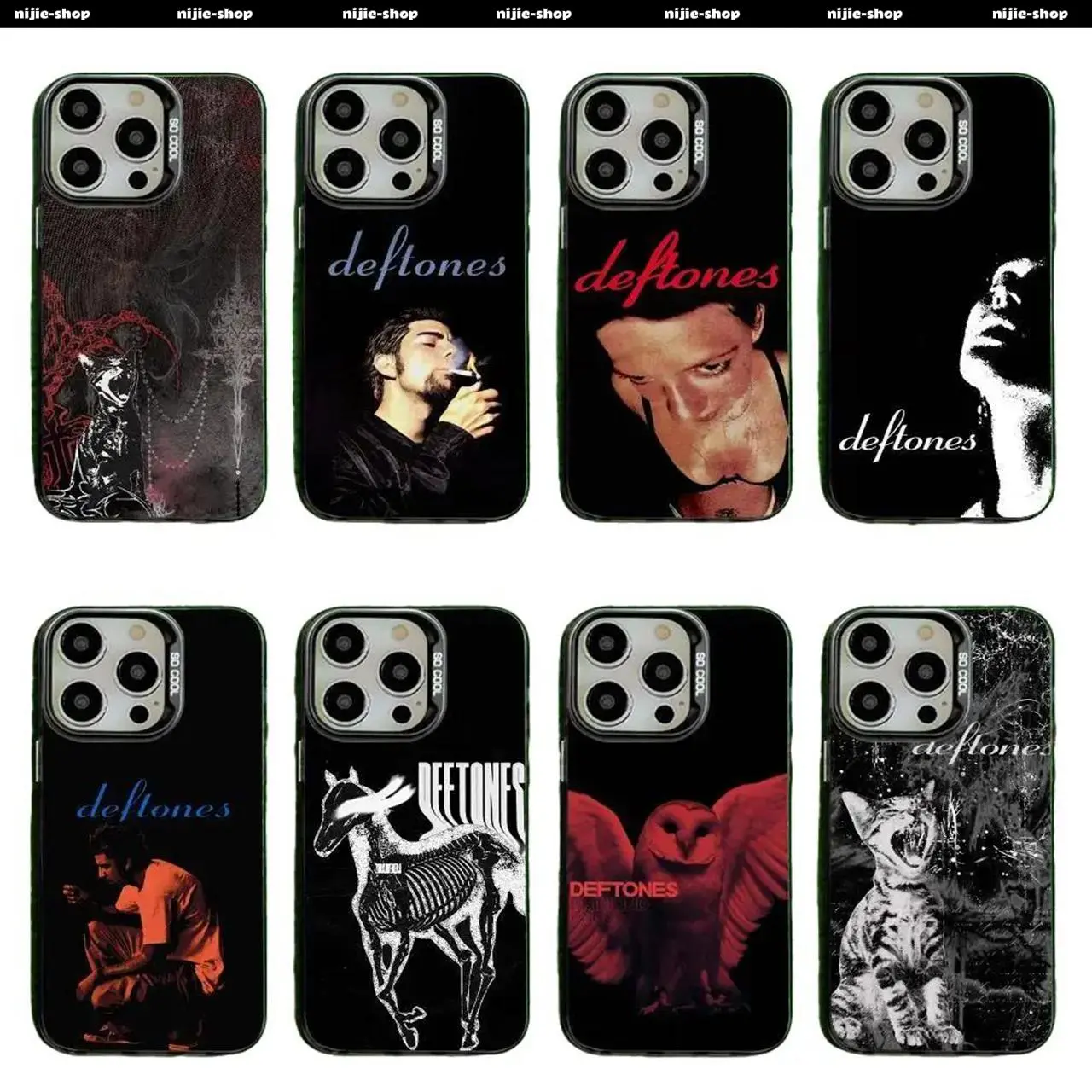 Deftones Band D Design Durable Shockproof Matte Silicone Smartphone Casing - Black Background Gray Cover for iPhone 17 Pro Max,16,15,14,13,12,11,Mini,Pro & Samsung Galaxy S26,S25,S24,S23,S22,S21 Ultra,Plus,FE