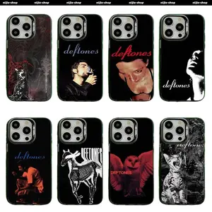 Deftones Band D Design Matte Silicone Phone Case Accessories for iPhone 17 Pro Max Air,16,15,14,13,12,11,Mini,Pro & Samsung Galaxy S26,S25,S24,S23,S22,S21 Ultra,Plus,FE - Black Background Gray Cover for Handheld Smartphone Cellphone Devices