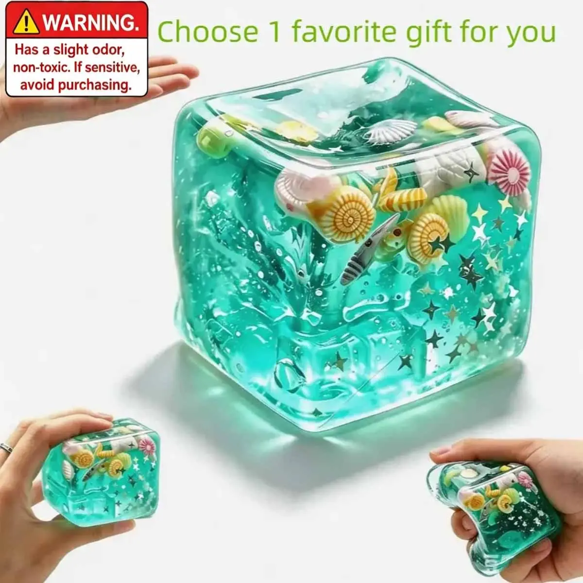Sea shell extrusion toys, soft and slowly rising extrusion decompression sensory toys, extrusion golfer toys, suitable for adults and children to use square gel ice cubes/portable office decompression toys