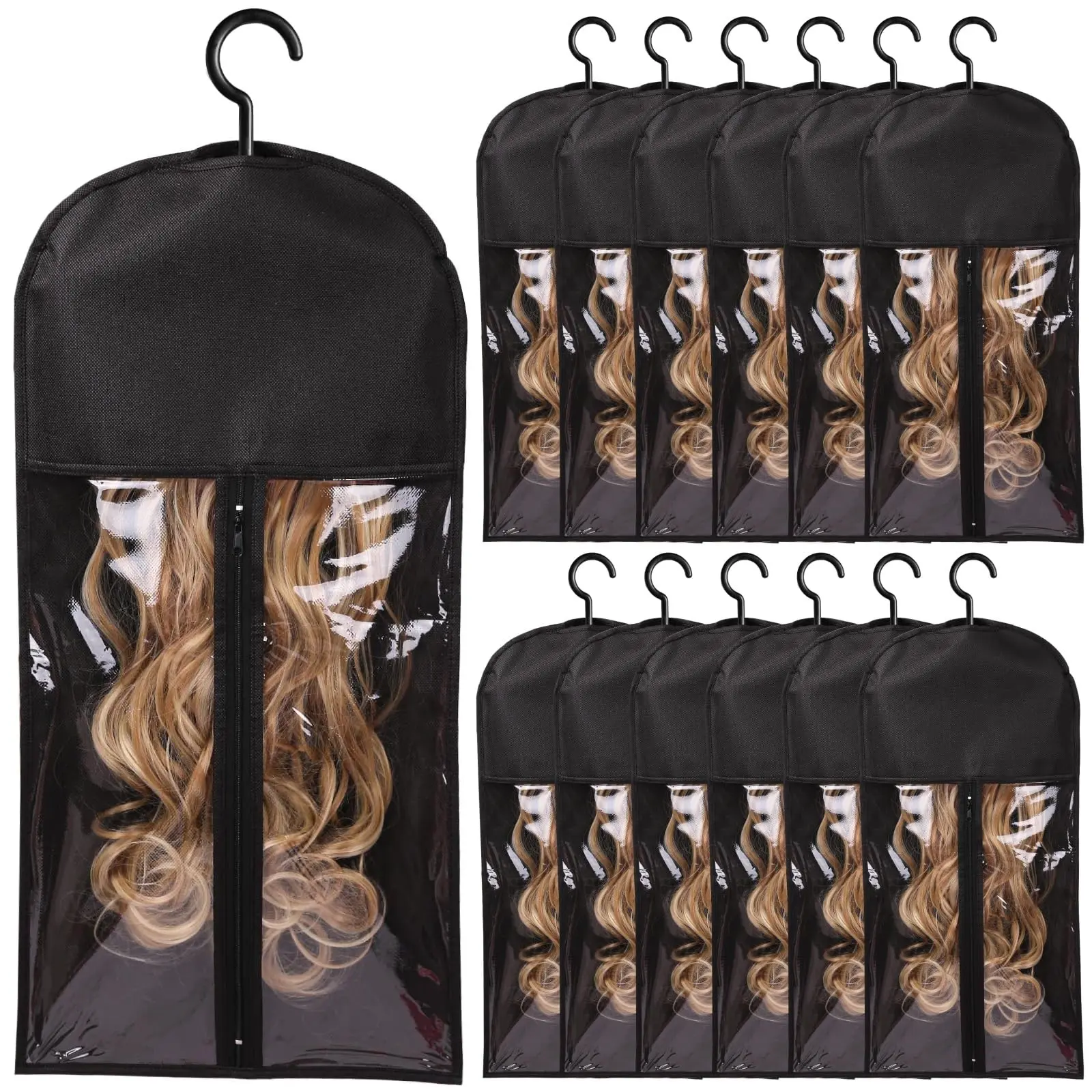 12PCS Black Hair Extension Holder Wig Storage Hanger - Holder Hangers & Pegs, Storage Hooks for Multiple Wigs & Accessories, Storage Hooks Hangers & Pegs