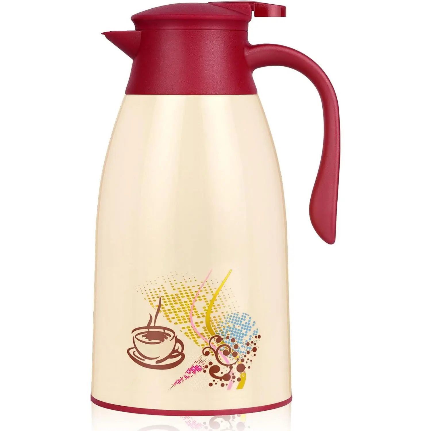 40.5 Oz Thermal Coffee Carafe, Vacuum Insulated Glass Lined Coffee Thermal, 1.2Liter Tea Pot with Lid, Heat Retention for Coffee & Tea