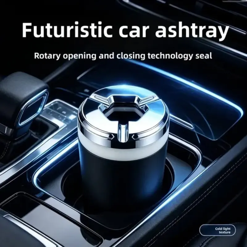 Car Ashtray Sealed Rotating, Anti-Dust Creative High-End Car Interior Smoke Ash Holder, Innovative Vehicle Accessory for Smokers