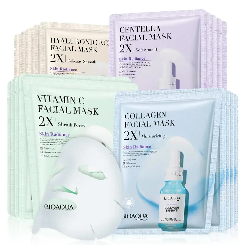 BIOAQUA Centella Collagen Face Mask 20PCS| Hydrating Sheet Mask with Hyaluronic Acid for Daily Skincare