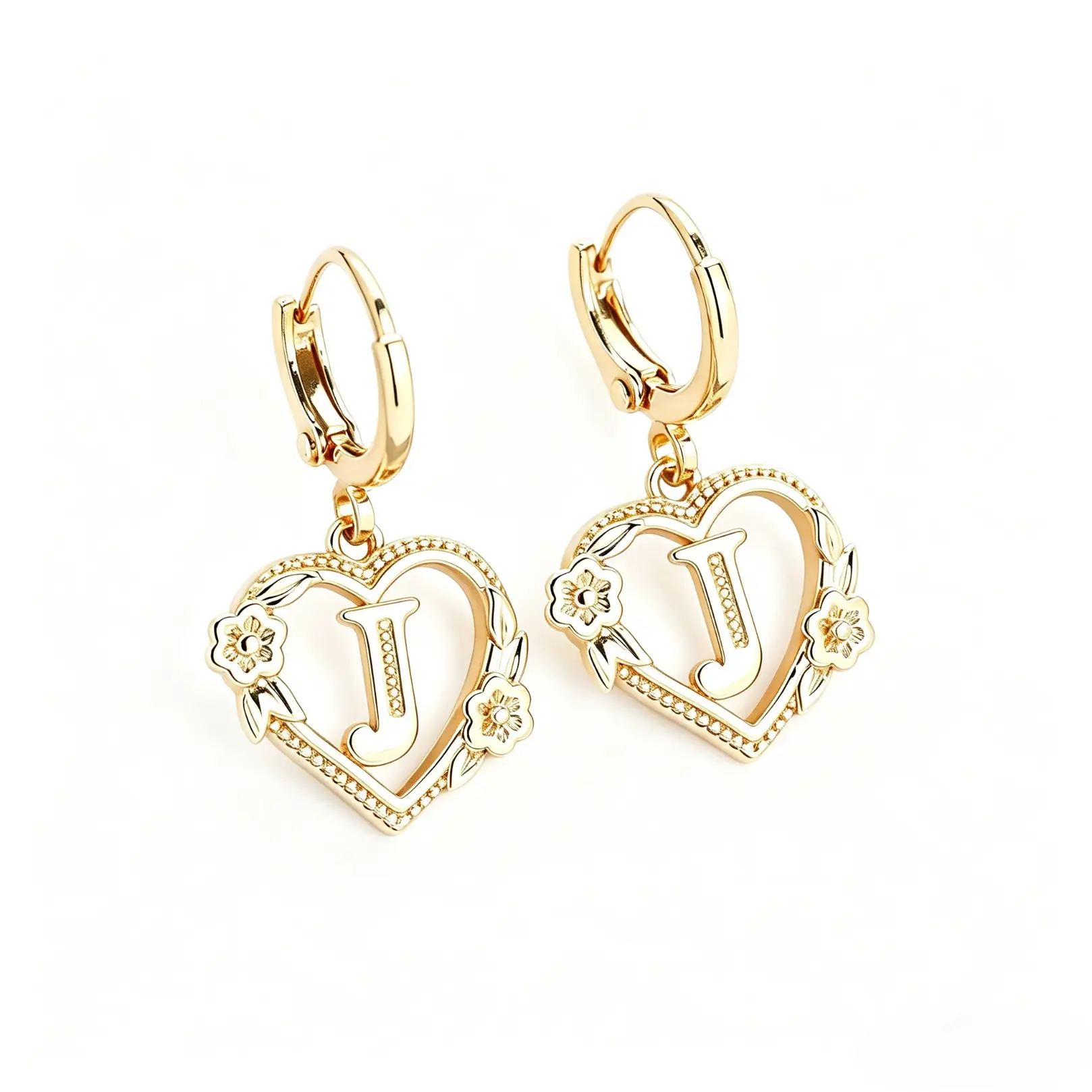 Fashionable Heart & Flower Design Dangling Earrings, Heart Shaped Earrings, Letter Design Drop Earrings for Women, Trendy All-match & Exquisite Jewelry for Birthday Gift
