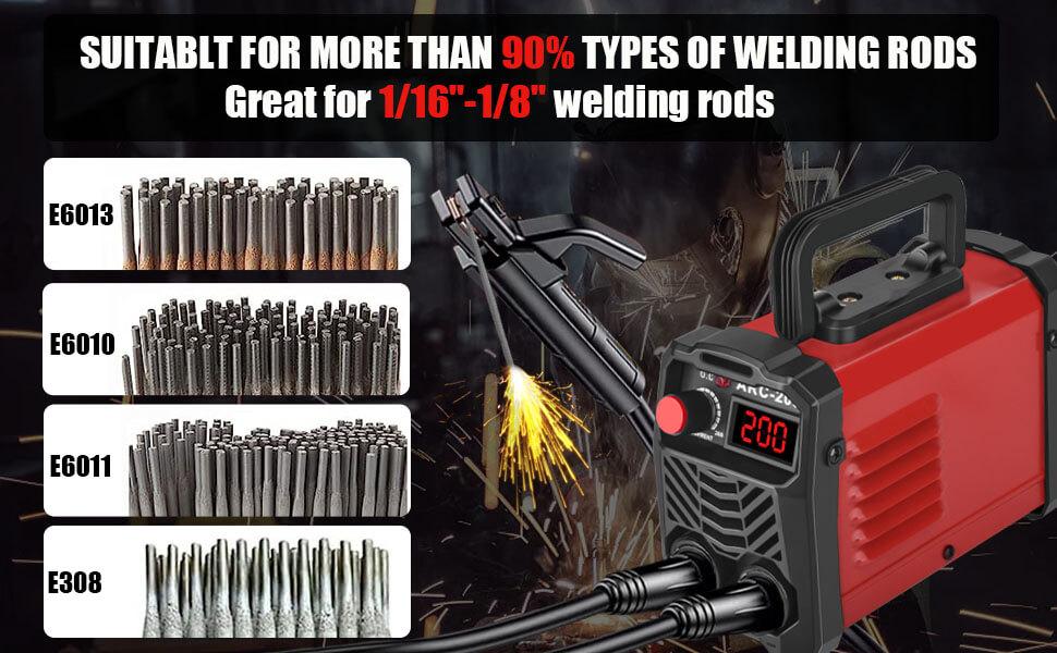 200Amp 20PCS Rods Stick Welder, Super MINI Portable Welding Machine, IGBT Inverter Welder Machine 110V with Hot Start Arc Force Anti-Stick, for 1/16"-1/8" Rod ARC Welder, 2 Chip Hammers (Red)