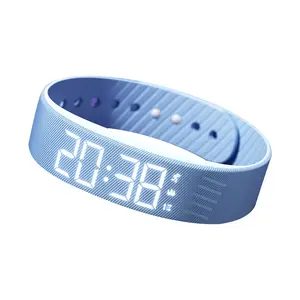 LED Digital Alarm Clock Watch Adjustable Silicone Snooze-proof Alarm Bracelet with Running Pedometer Waterproof Vibrating Alarm