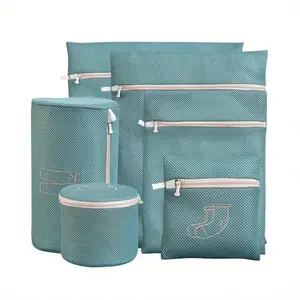 6-piece Set Embroidery Laundry Bag High-quality Pants Underwear Bra Socks Washing Net Travel and Home Use Large Capacity Clothing Storage Rack Special Anti Deformation Washing and Care Net Bag