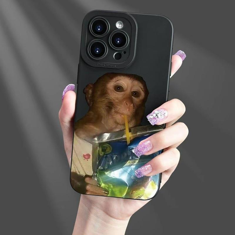 Funny Monkey Pattern Phone Case, Protective Casing, Durable, Shockproof Protection, Full Camera Cover, Compatible with iPhone 16 Pro Max, 11, 12 Pro, 13 Pro, 14, 15 Plus, 15 Pro Max, 17 Air Gift