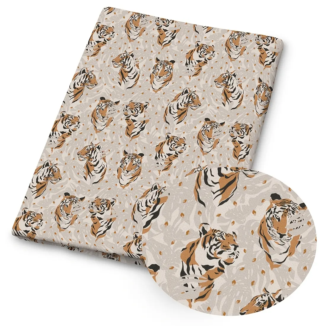 1pc Tiger Print Fabric - 59 X 19.68 Inches (150 X 50cm) Pre-cut Polyester Fabric - Suitable for DIY Sewing, Scrapbooking, Tablecloths and Crafts