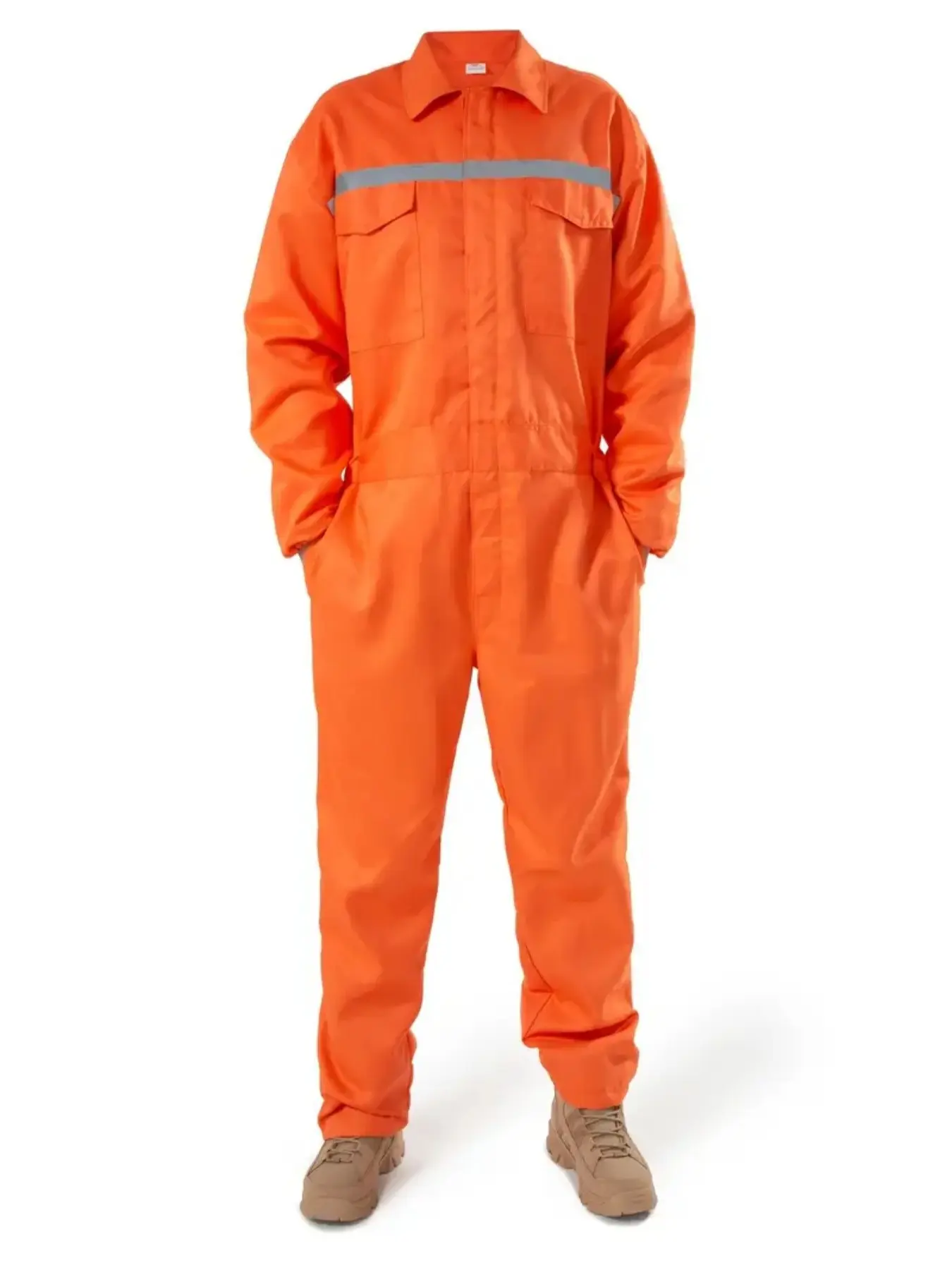 Men's Reflective Stripe Overall Pants with Pockets, Elastic Waist, Workwear, Suitable for Sailors, Engineers, Mechanics, All Seasons