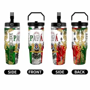 Soy El Papa Mas Chingon Tumbler with Handle, Mexican Flag Beer Inspired Insulated Stainless Steel Travel Mug,Blue Line American Flag Travel Coffee Mug,Unique Birthday Presents For Papa,Best Fathers Day Birthday Presents for Men Husbands Grandpas