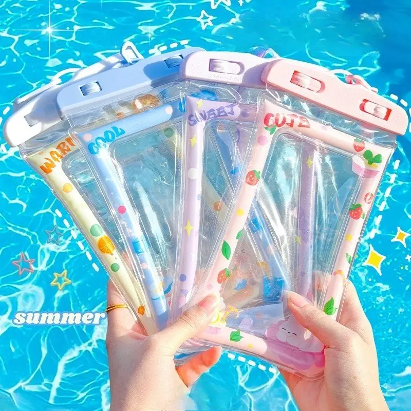 2PCS Cute Clear Waterproof Phone Pouch for Beach Pool Rainy Day Aesthetic Touchscreen Phone Bag Trendy Transparent Travel Pouch