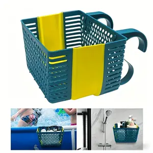 Poolside Storage Basket, Thick Pool Organizer, Ground Pool Storage Basket, Multi-Functional Storage Basket, Suction Cup Holder, Blue Color
