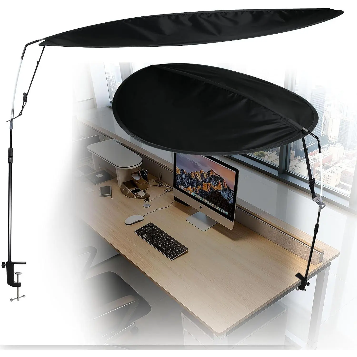 Adjustable Office Cubicle Shade Create a Calm Light-Free Desk Blocks Overhead Light & Helps Reduce AC Airflow Black Desk Shade for Office Workers