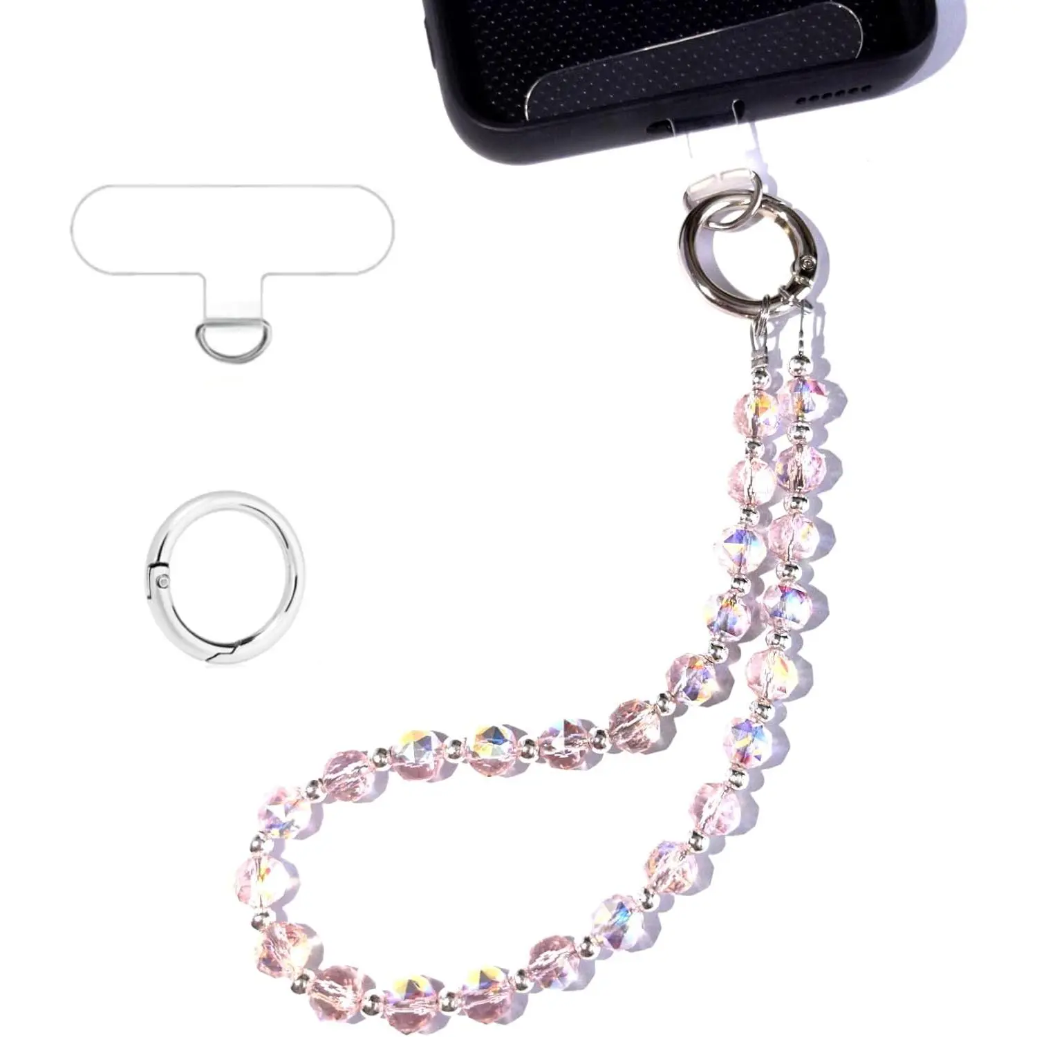 Beaded Phone Wrist Strap Charm Chain Wristlet Cellphone Lanyard Bracelet  with Tether Tab Hands-Free