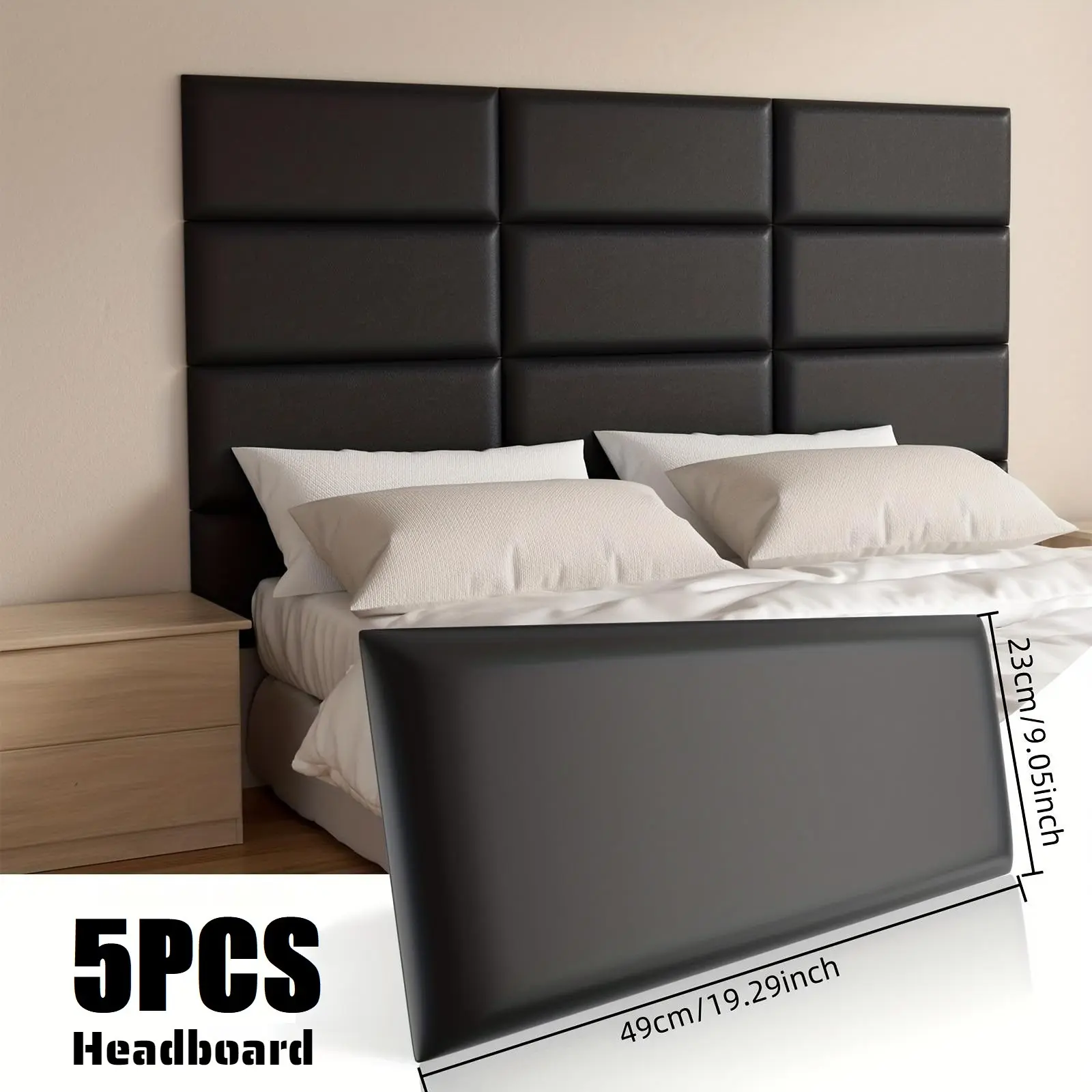 5pcs Self-Adhesive Imitation 3D Three-Dimensional Anti-Collision Soft Package Wall Panel | Easy To Peel And Stick, Removable, Soundproof, Safe And Anti-Collision, High-End Leather Surface Wallpaper, For Bedroom Living Room Anti-Collision Soft Wall Pads