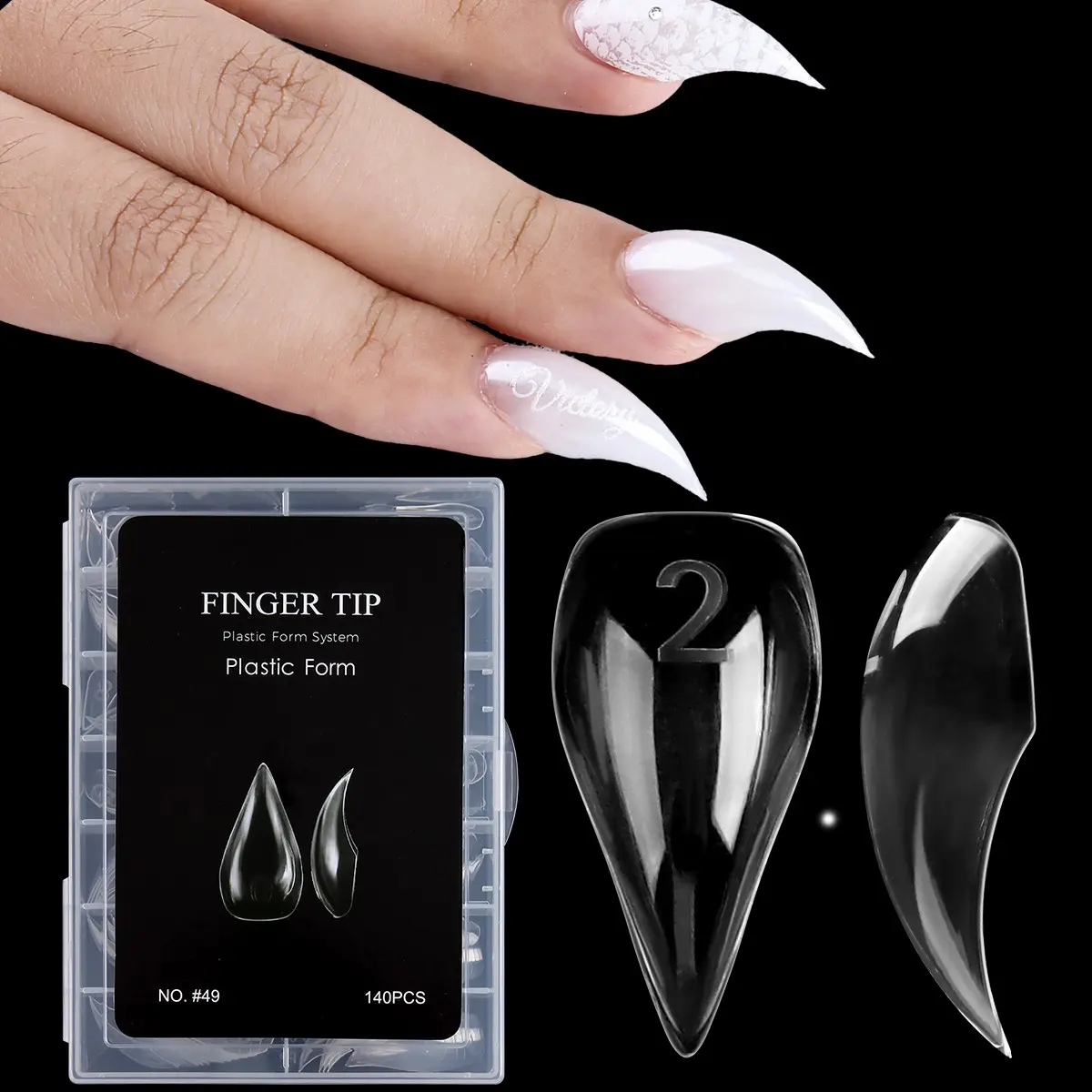 140pcs Short Cat Claw Nail Art Molds, Stiletto Shape, Reusable, 14 Sizes, DIY & Salon Use, 3D Acrylic Nail Extensions, Nail Forms, Nail Design, Nail Art Supply, Nail Art Accessories