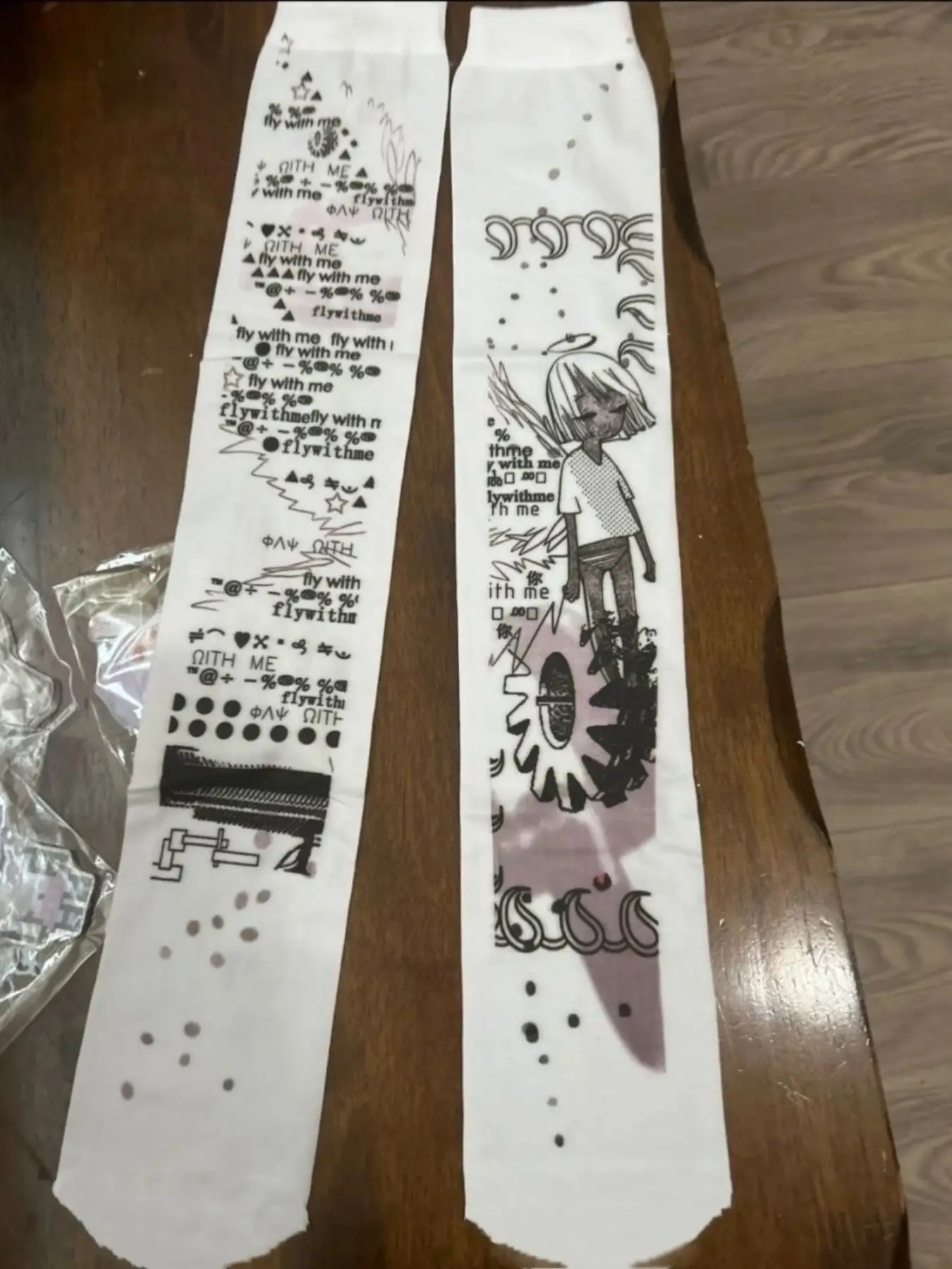 Graffiti Letter Print Long Socks, Tight Ankle Socks, Harajuku Knee High Y2K Style Role Play Cute Socks, Women's Fashion Accessories