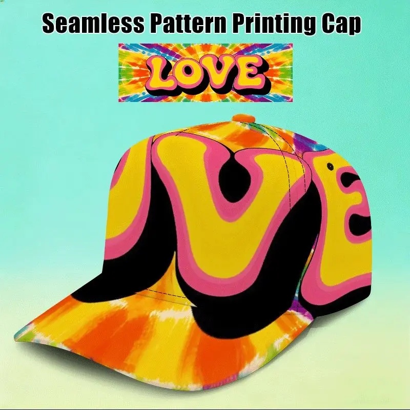 Adjustable Hat with Seamless Print Pattern, Ideal for Casual Parties and Festivals, Stylish and Versatile Headwear for All Occasions