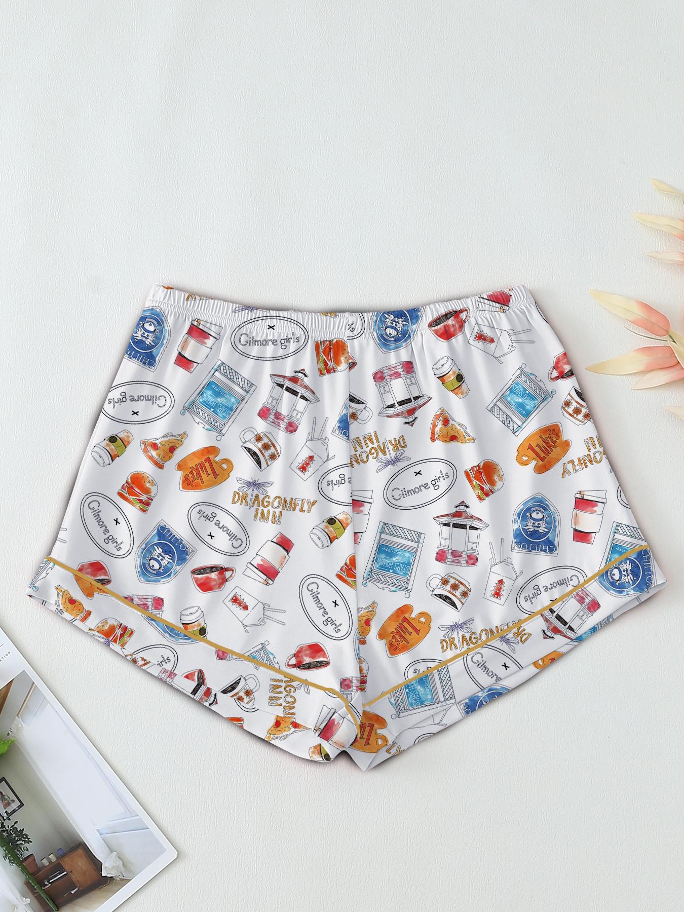 Women's Stars Hollow Gilmore Girls Comfortable Loungewear Sleepwear Set, Two-Piece Short Sleeve Top & Elastic Pants, All Seasons Fitted Nightgown Gift