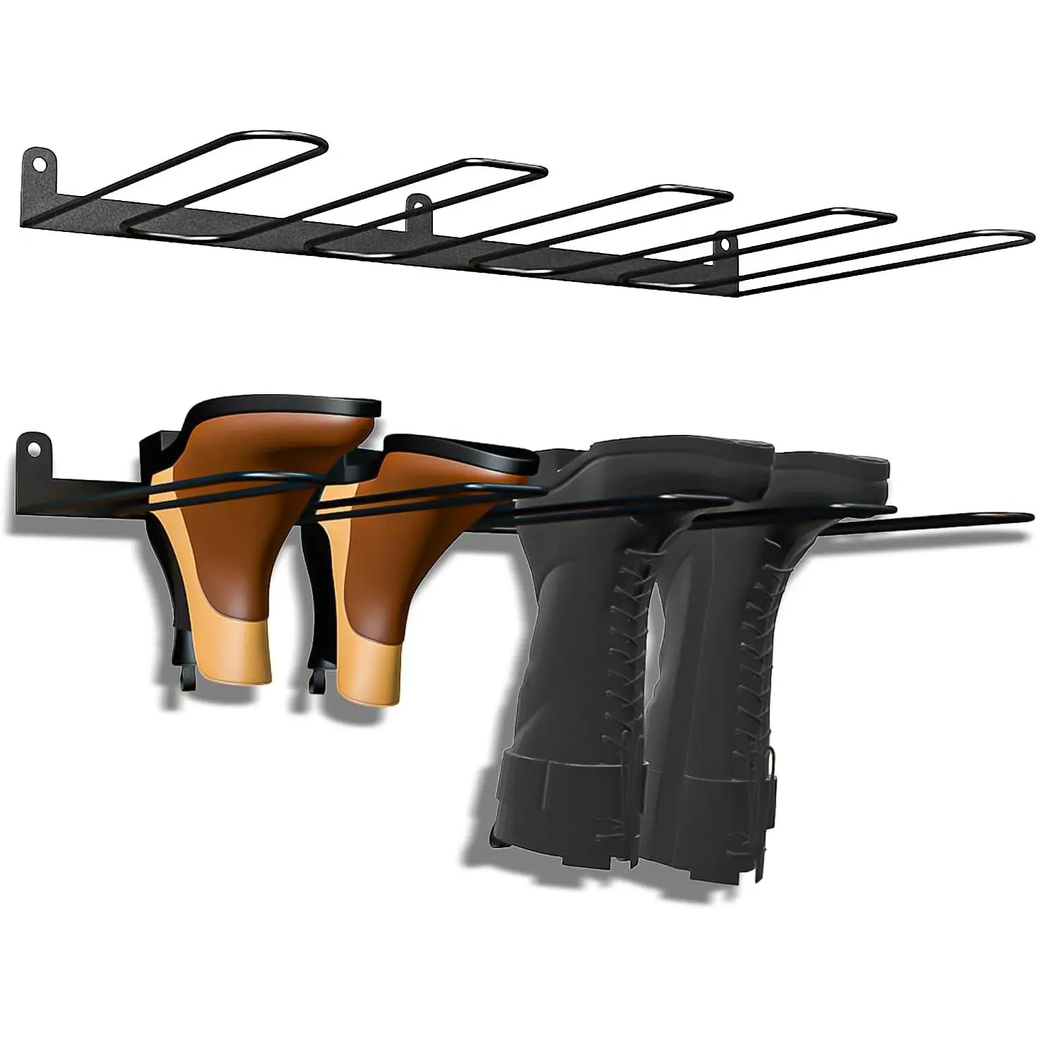 Wall-Mounted Boot Rack Organizer for Tall Boots - 4 Pair Metal Boot Organizer Including Wader Hangers, Perfect Entryway Shoe Rack for Cowboy Boots & More, Wader Rack for Entryway (2-Pack)