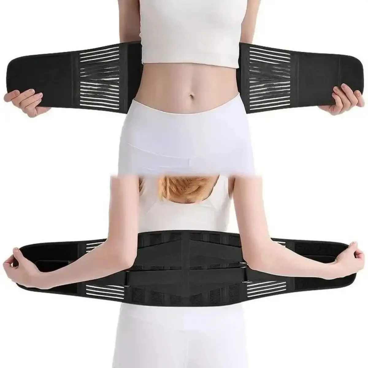 Adjustable Lumbar Support Back Posture Brace - Adjustable Back Straightener, Memory-Aluminum, Polyester Mesh Support Belt for Men & Women Lower Back Pain Relief