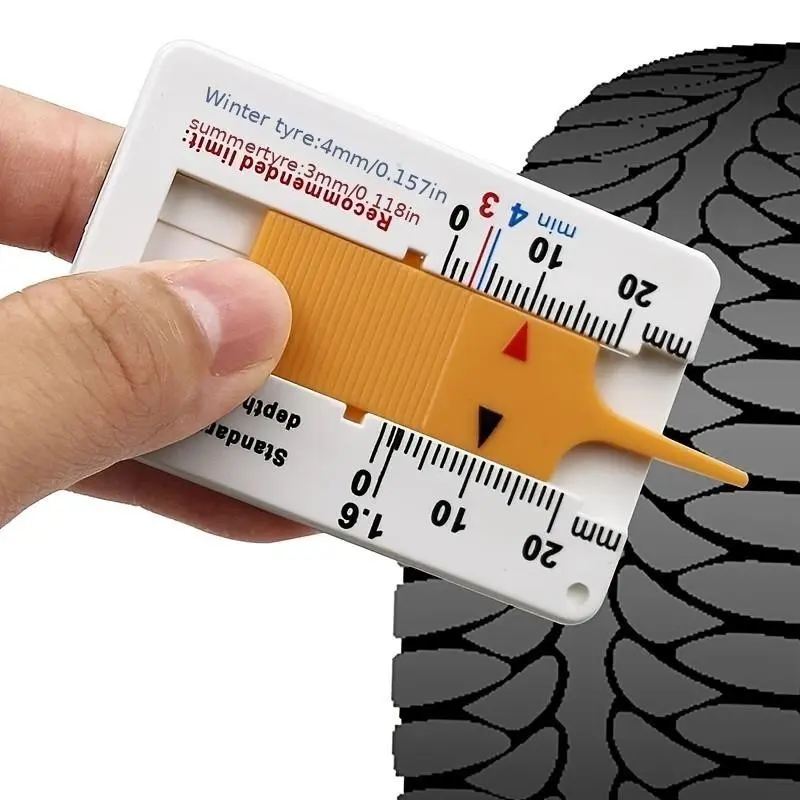 Portable Tire Tread Depth Gauge 0-20mm, Car Motorcycle Truck RV Trailer Wheel Plastic Measurement Tool, Tire Wear Checker Caliper, Tire Tools
