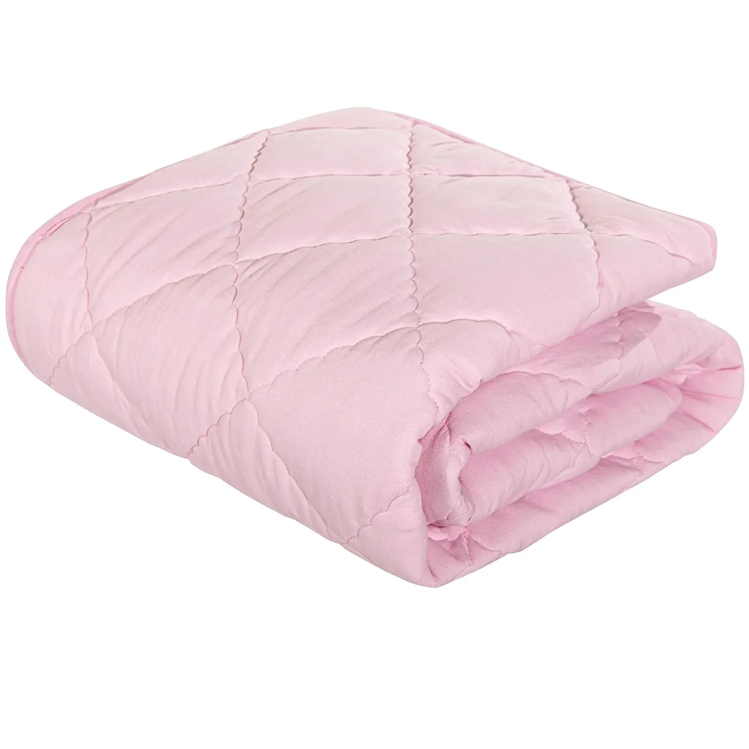 Down Alternative Toddler Comforter, Lightweight and Warm Solid Color Baby Crib Quilted Blanket, 39x47 inches, Pink