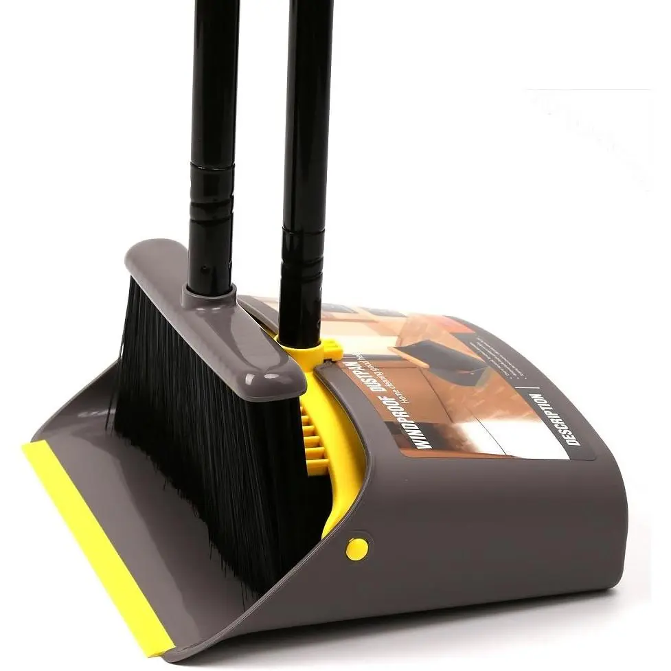 Broom with Dustpan Combo Set,Stand up Dust Pans with Long Handle 40"/52" Broom and Dustpan Set for Home Kitchen Shop Indoor Commercial Heady Duty Upright Lobby Dustpan