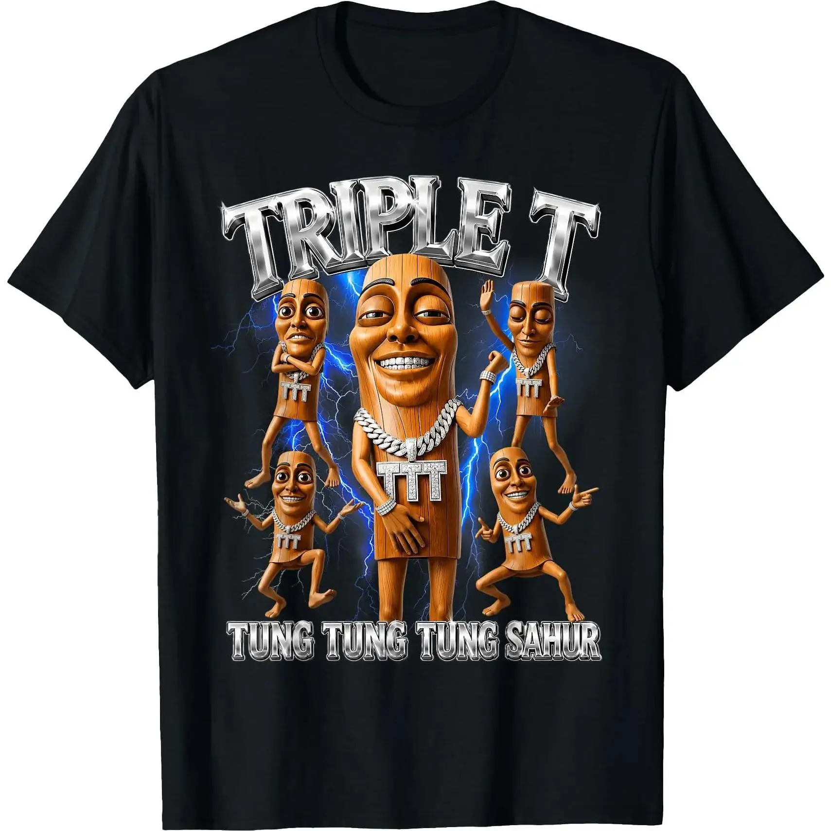 Tung Tung Tung Sahur Brainrot Meme Shirts Triple T T-Shirt Funny Graphic Tees