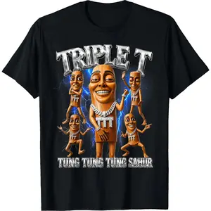 100% Cotton Tung Tung Tung Sahur Brainrot Meme Shirts Triple T T-Shirt Funny Graphic Tees vintage t