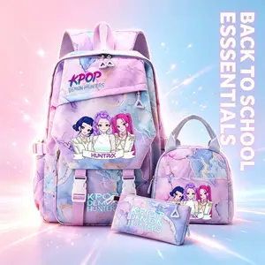 Girls' 3-PCS Backpack, Back-to-School Haul Kid Safe Bookbag for Middle & High School Students, Large Capacity, Weight-Reducing, Spine-Protective Kids' Fashion Accessory Bag, Kid Safe Backpacks