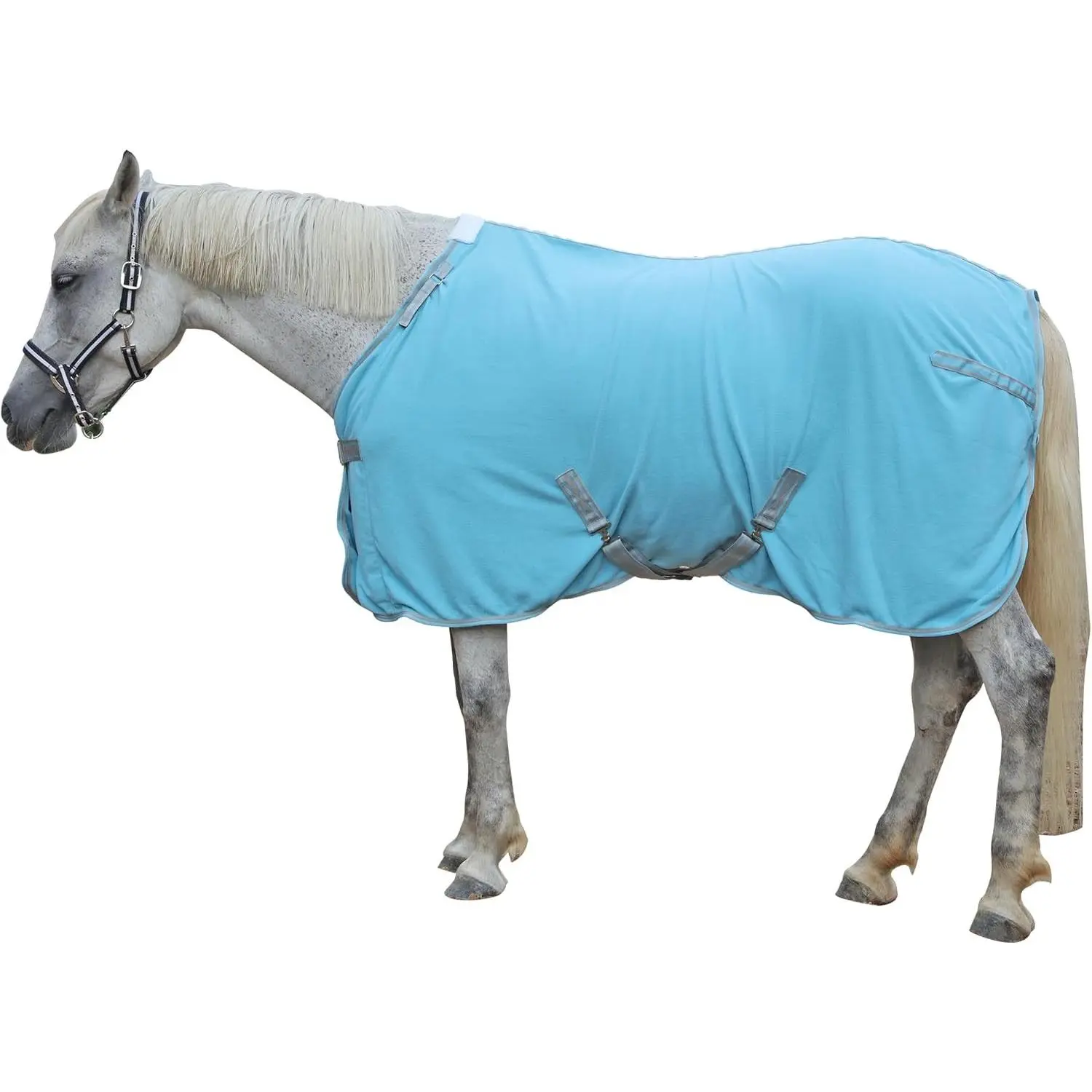 Horse Fleece Cooler, Blanket Liner - 300g Anti-Pilling Fleece, Moisture-Wicking, Cooling & Drying for Post-Workout, Bath & Travel, Prevent Overheating & Chilling Lightblue 75