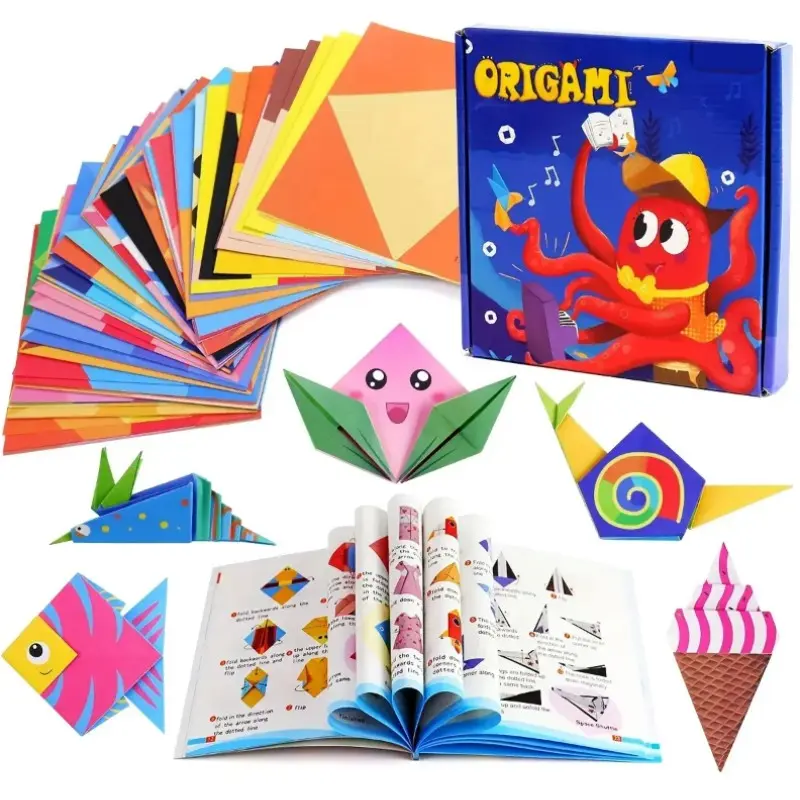 Colorful Origami Paper Kit, 108 Sheets with Instructions, Art Projects Kit, Ideal for DIY Crafts, Perfect Birthday Gift for Kids & Adults