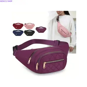 2026 Trendy Quilted Waist Fanny Pack for Women Men, Oxford Cloth Multi-Zipper Crossbody Belt Bag, Lightweight Phone Purse for Travel Hiking Daily Casual Use