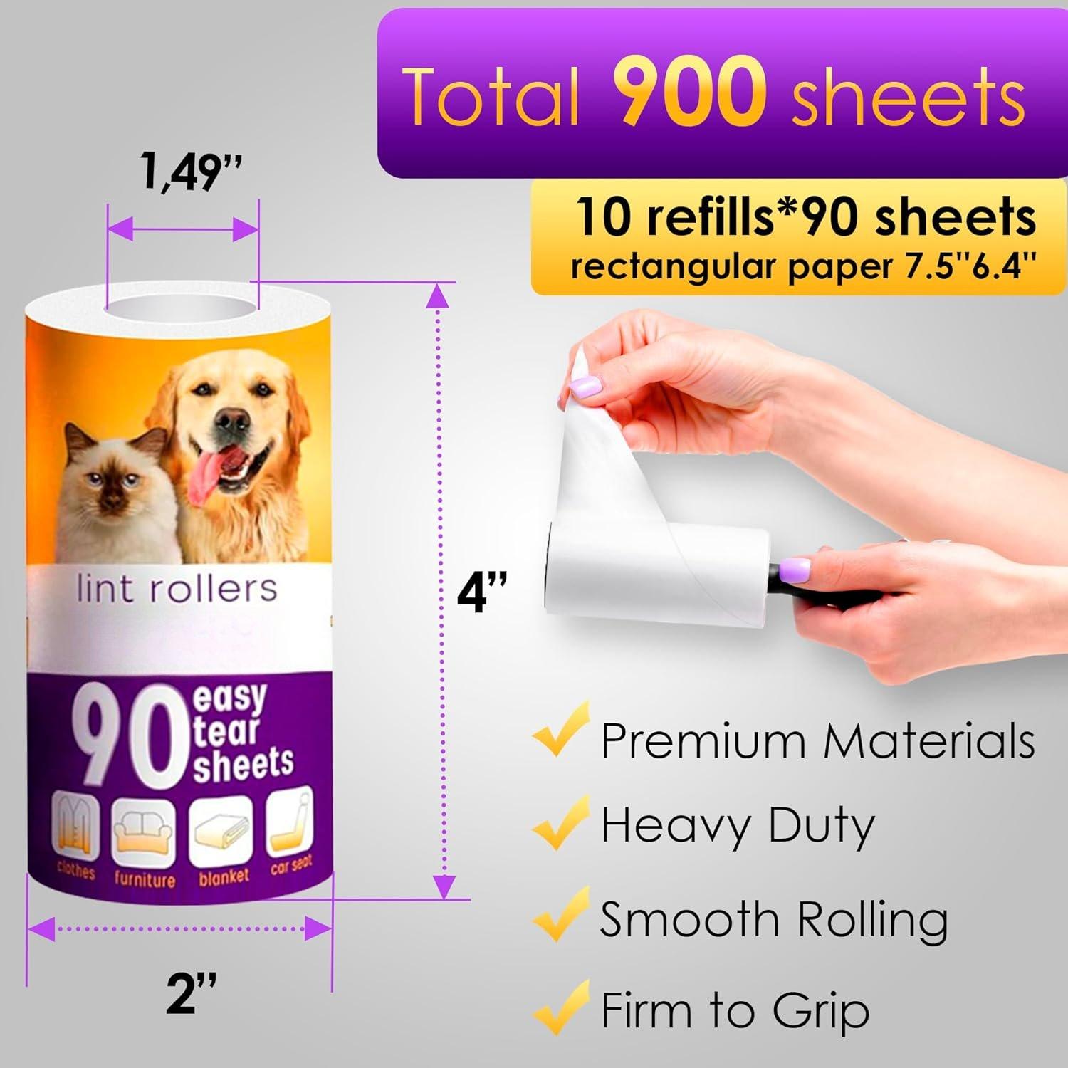 Lint Rollers Value 10 Pack of 900 Sheets / 10 Refills, Sticky Roller , Lint Remover / Hair, Fuzz, , Large Lint Removal Roller Clothe, Couch, Furniture Lint Rollers Value 10 Pack of 900 Sheets / 10 Refills, Sticky Roller , Lint Remover / Hair, Fuzz, , Large Lint Removal Roller Clothe, Couch, Furniture