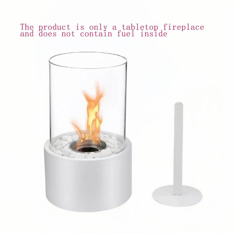 Glass & Metal Desktop Fireplace Bowl, Portable Smoke-Free Indoor Outdoor Fire Pit Option, Ethanol Alcohol Fuel Available, Home Decor Accent, Tabletop Fire Pit