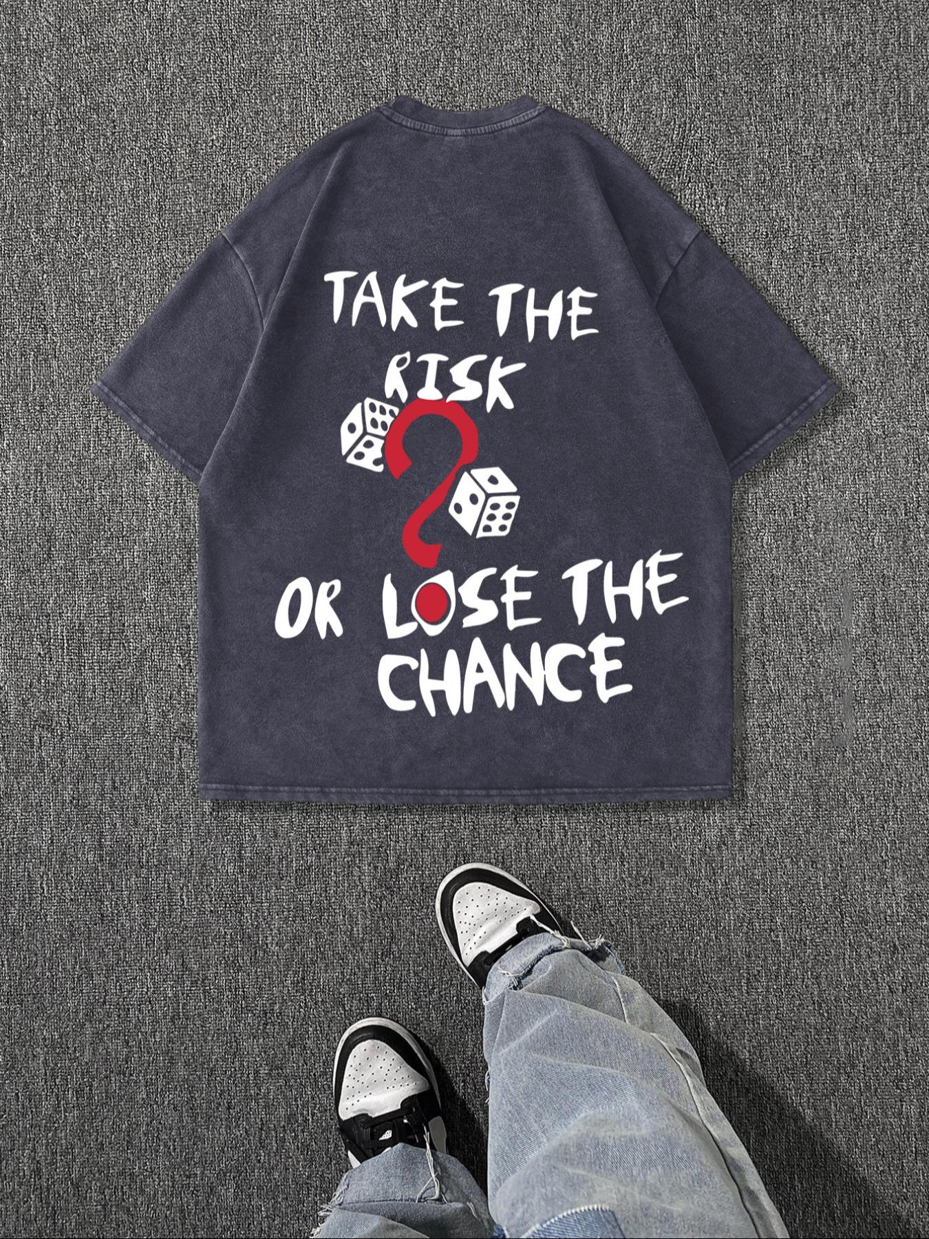 Men's Vintage Dice Print Round Neck Tee, Regular Fit Casual Short Sleeve T-shirt for Summer, Men's Top for Daily Wear