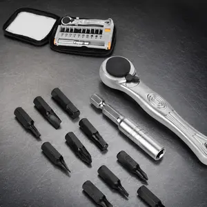 26-in-1 Multi-Function Ratchet Screwdriver Tool Kit, Portable Compact Bike Repair Tool Set for Cycling, Outdoor Travel, Hiking, Camping, Waterproof Durable Emergency Tool with Storage Pouch