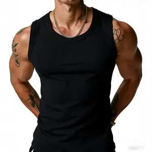 Popular vest men's summer outer wear threaded fitness sports top simple solid color inner I-shaped vest