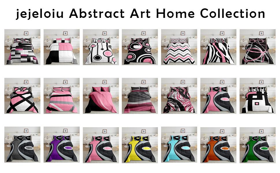 Pink Gray Black Bedspread Queen Size Geometric Art Coverlet Set Rectangle Room Decorative Quilted Coverlet Quilted Set 3Pcs Bedspreads